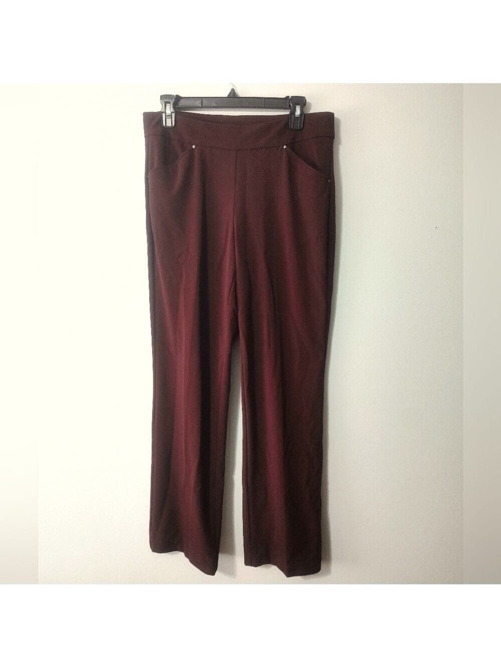 Roz & Ali Burgundy Straight Leg Women's Pants